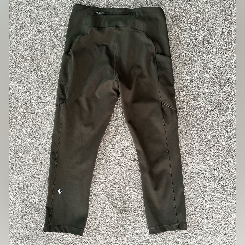 Lululemon Leggings Womens 6 Dark Olive Speed Up‎ Crop 25" Pants Gym Workout